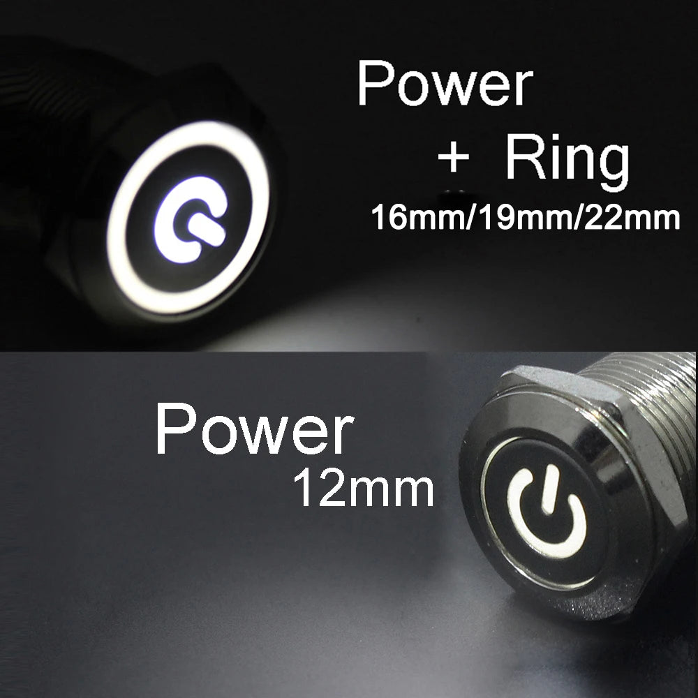 Metal LED Push Button Switch 12 16 19 22mm IP65 Self-Reset Self-Lock 5A 250V CE RoHS CCC