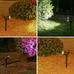 Solar LED Spotlight IP65 Waterproof 9 LED RGB 3 Lighting Modes 180 Degree Adjustable ABS Stake or Wall Mount Garden Yard Landscape