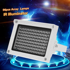 96-LED 850nm IR Infrared Illuminator 12W 10-60m CCTV Night Vision IP65 Auto DC 12V Aluminum
