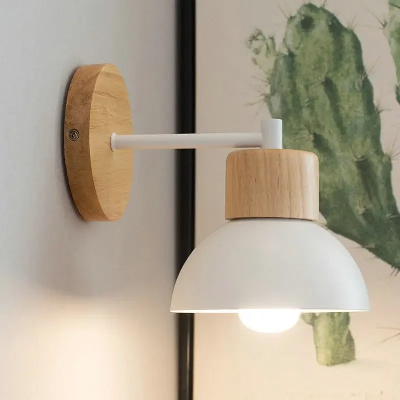 Nordic Wood Iron LED Wall Sconce E26 Single Head 40W Max Downlight AC 90-260V 15 x 19cm Bedroom Living Room Black White Bird Style