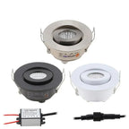 IP65 COB LED Recessed Downlight 3W 60 Degree 280lm CRI 80 D50 x H20mm 42mm Cutout Dimmable AC 85-265V or DC 12V Warm White Natural White Cool White