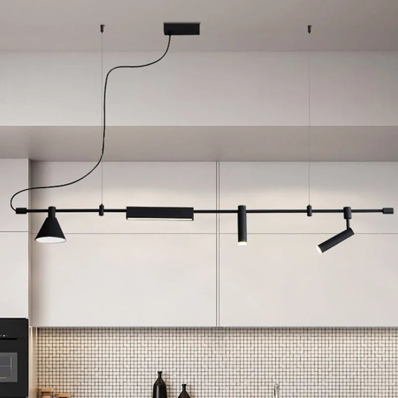 Nordic Designer LED Chandelier Pendant Light Black Iron Flush Mount Dining Room Kitchen Bar Table AC 90-260V