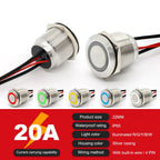 IP68 Waterproof Stainless Steel Push Button Switch 19mm 22mm 20A Momentary LED 12V 24V 110V 220V 4 Pin 20cm Wire 5 Colors