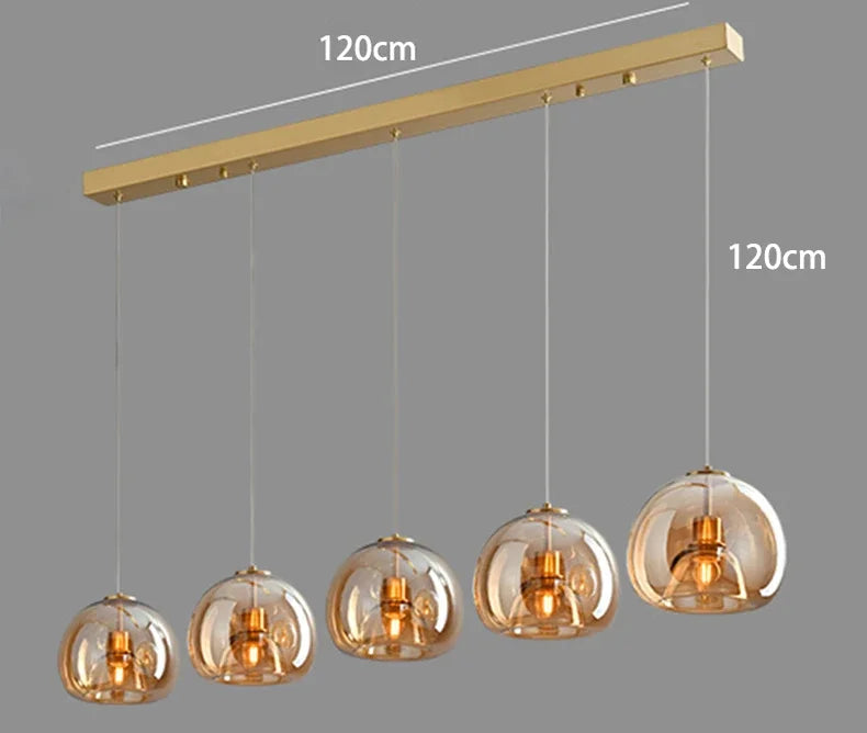 Modern Glass Ironware LED Pendant Chandelier 1 3 5 Heads 9-45W 3-Mode AC 90-240V