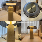 Mushroom Travertine Natural Stone Table Lamp 12W LED Glass Acrylic Shade AC 85-265V