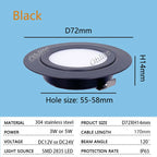IP65 Mini Slim LED Recessed Downlight DC 12V 24V 3W 5W SMD 2835 304 Stainless Steel