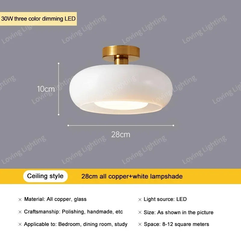 Vintage Glass LED Pendant Chandelier Gold Metal Single AC 90-260V Bedroom Dining Room