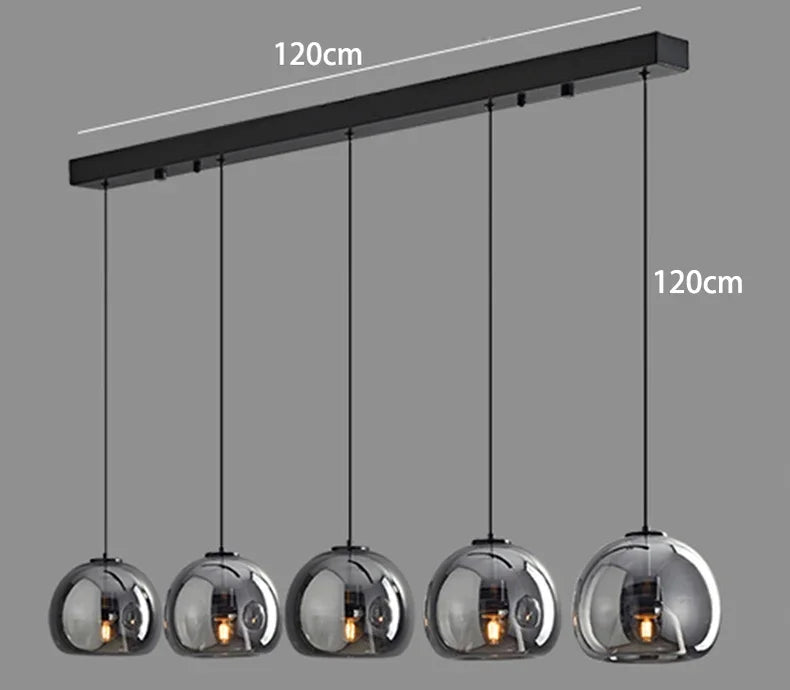 Modern Glass Ironware LED Pendant Chandelier 1 3 5 Heads 9-45W 3-Mode AC 90-240V