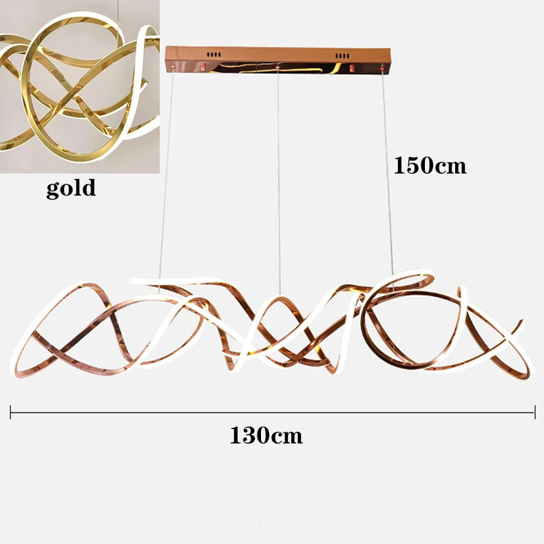 Modern Linear Alloy Acrylic Pendant Chandelier 130-200cm 80-150W Dimmable Remote AC 90-265V