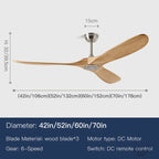 Nordic Industrial Ceiling Fan with LED Light DC Motor 42 52 60 70 Inch Remote Control