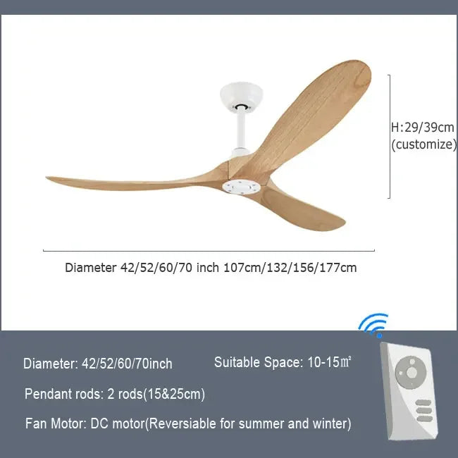 Modern Wooden Ceiling Fan Remote Control Light
