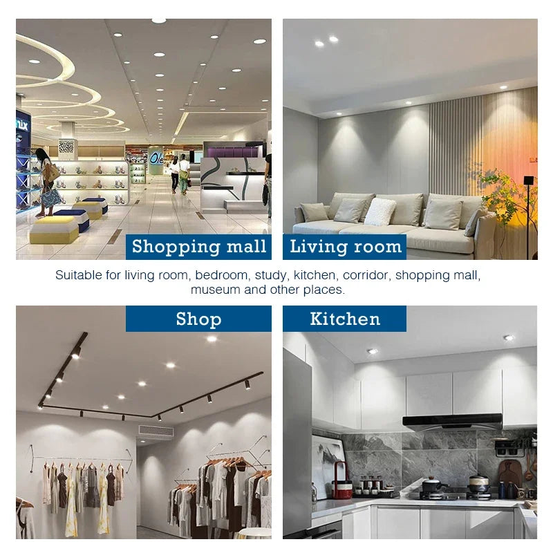 LED Recessed Downlight 5W 9W 12W 15W 18W Epistar DC12V DC24V AC110-220V White Silver Gold