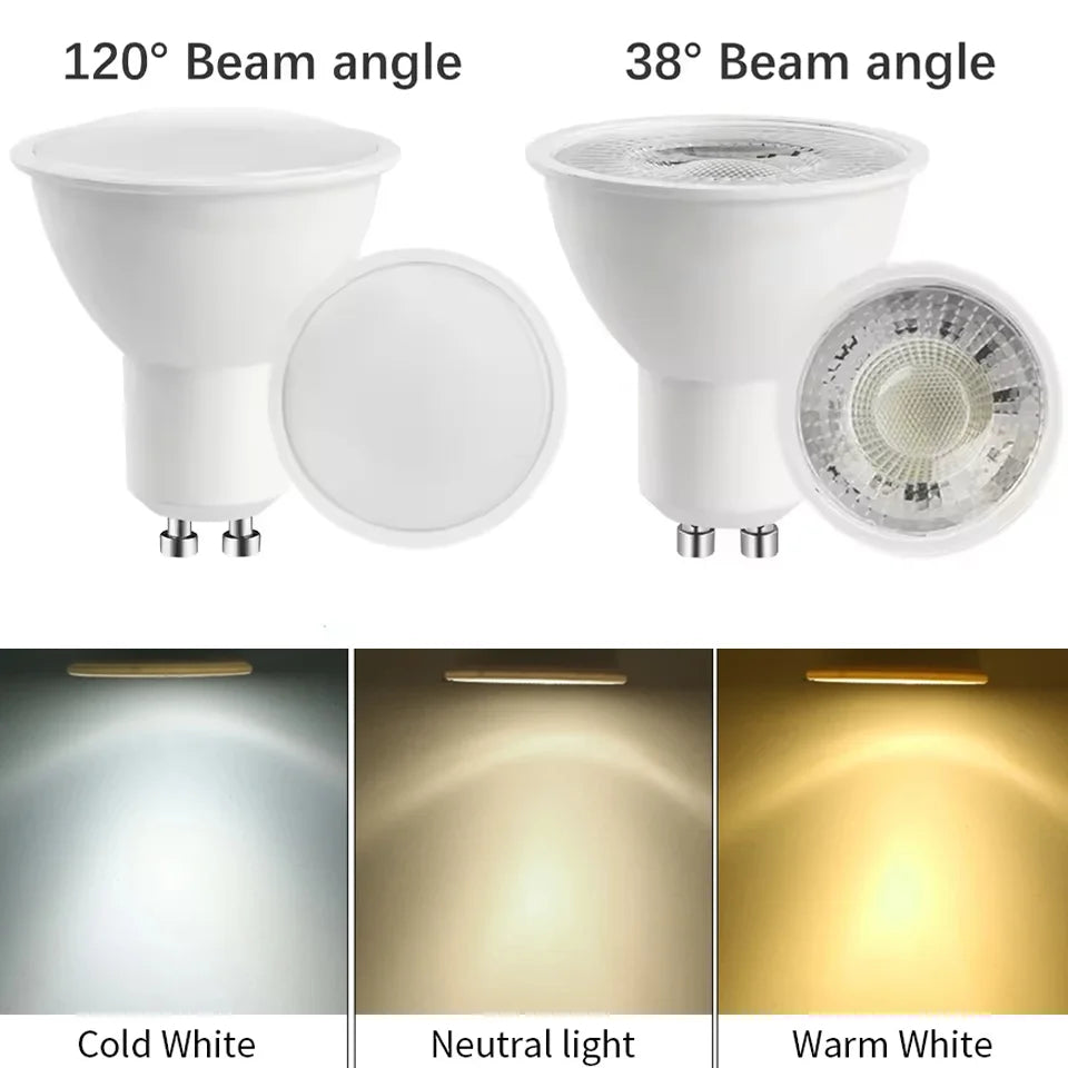 GU10 LED Spotlight Bulb SMD 2835 3W 6W 9W 12W 38 or 120 Degree Beam Angle CRI 80 AC 220V Energy Saving