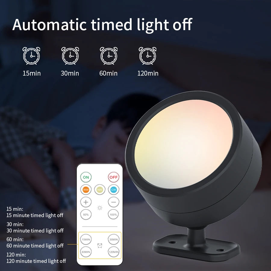 Rechargeable Magnetic LED Wall Lamp 360 Degree Rotating Touch and Remote Control Dimmable USB 5V 1.8W Bedroom Living Room