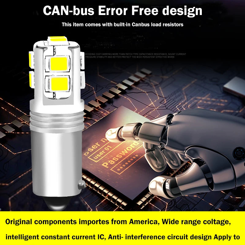 Gtinthebox BA9S BAX9S BAY9S H21W LED Bulb 10-SMD3030 500lm 2W Canbus 12-24V 2-Pack