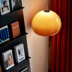 Modern Gradient Orange Mushroom Glass Floor Lamp Stainless Steel Knob Dimmable AC 90-260V