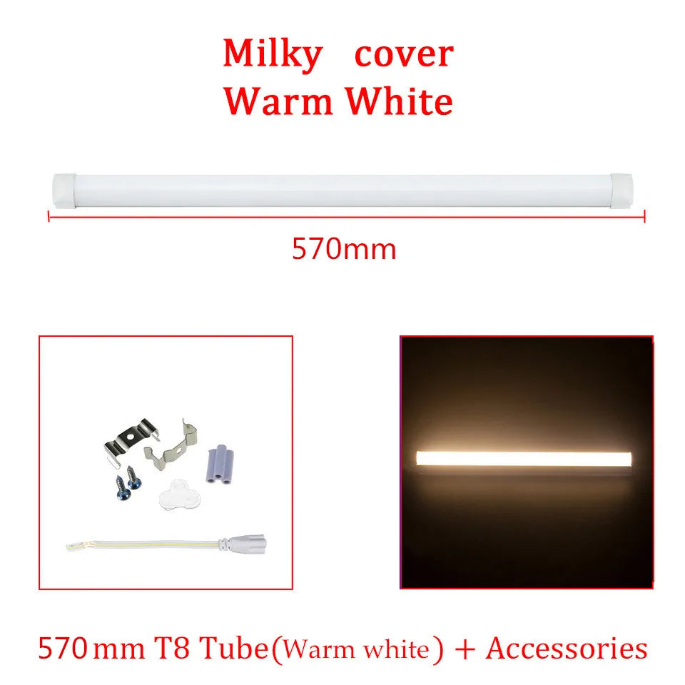 T8 LED Tube 20W 57cm 270-Degree V-Shape Epistar SMD2835 Clear Milky 110-220V Warm Cool White