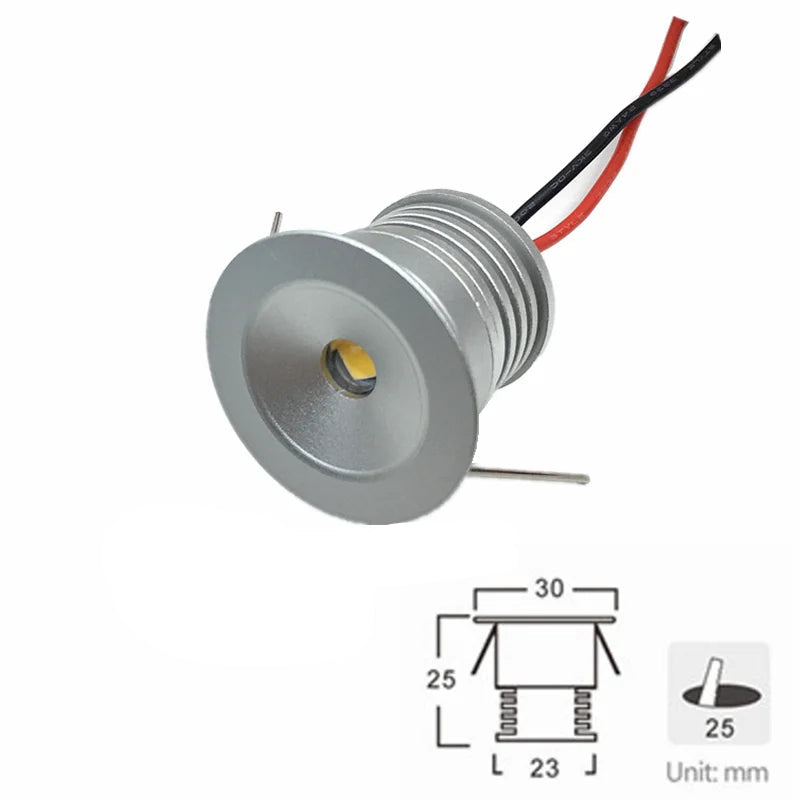 IP65 Mini LED Recessed Downlight 1W 3W DC 12V 90 lm/W 25 30 60 or 120 Degree Aluminum Silver Warm White Natural White Cool White Red Green Blue RGB Cabinet Stair