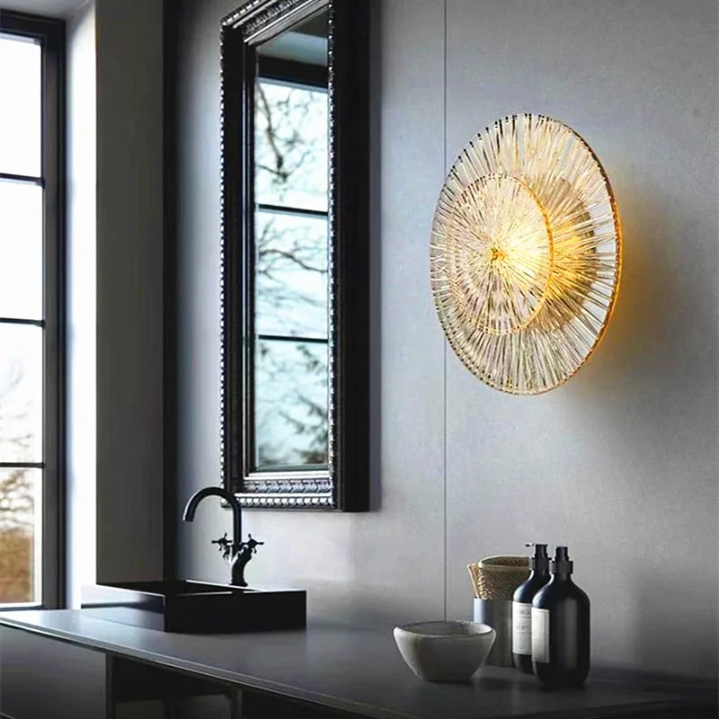 Nordic Luxury Minimalist Glass Stone LED Wall Lamp Up Down AC 90-260V Bedroom Corridor