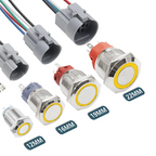 IP65 Waterproof Metal Push Button Switch 12mm 16mm 19mm 22mm 3A Copper LED Indicator 12V 24V Momentary Flat Circular Panel Mount