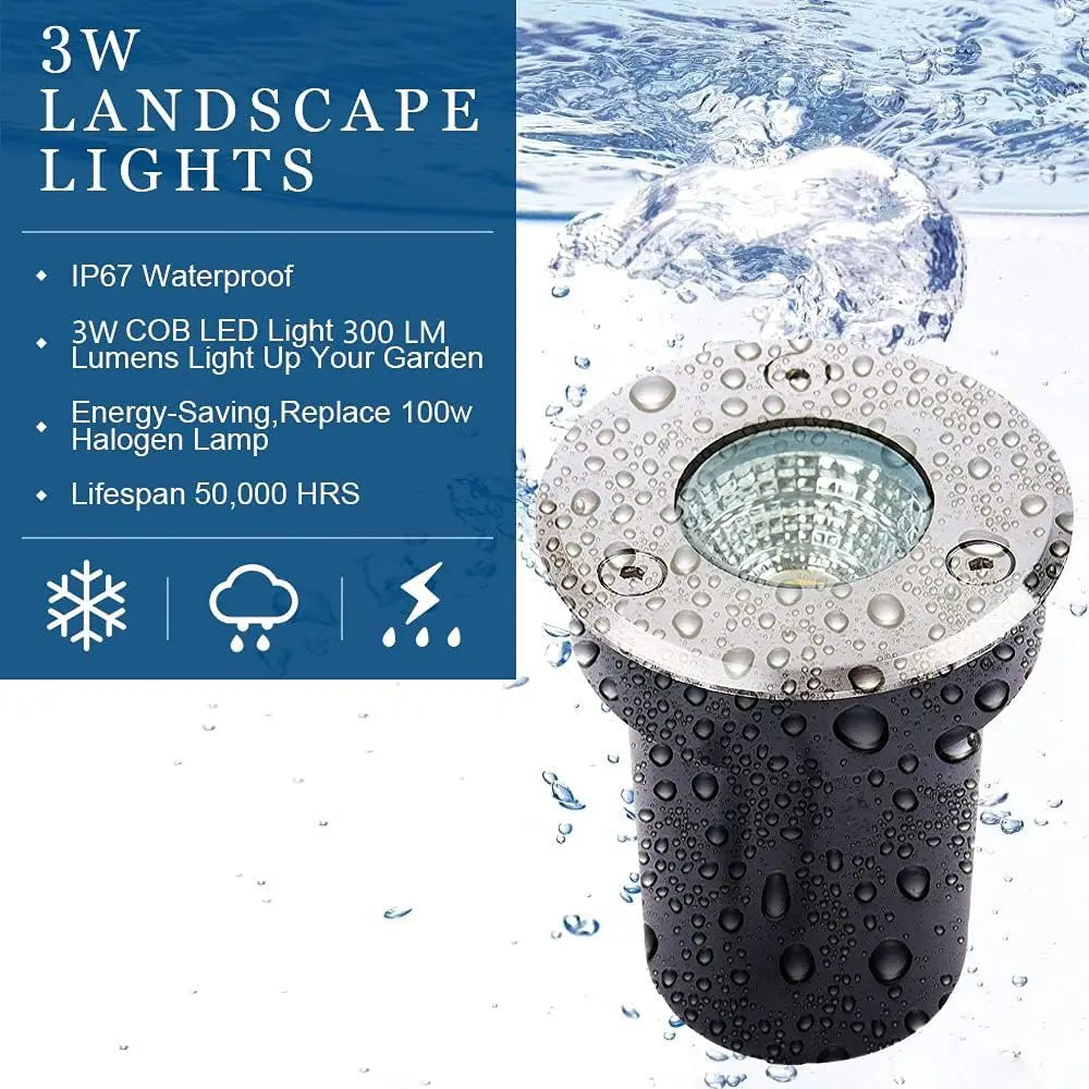 6-12 Pack 3W DC 12V 24V IP67 LED Low Voltage Landscape Light In-Ground Yard Driveway Step