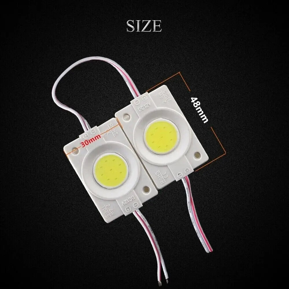 COB LED Module 12V IP65 Waterproof 2.4W Epistar Sign Backlight 10 Pack Multi-Color