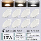 8-Pack LED Recessed Downlight 3 4 5 6 8 Inch 3-CCT 3000K 4000K 6000K AC 110-240V Round