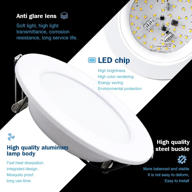 LED Recessed Downlight 5W 9W 12W 15W 18W Epistar DC12V DC24V AC110-220V 120° 2-Year