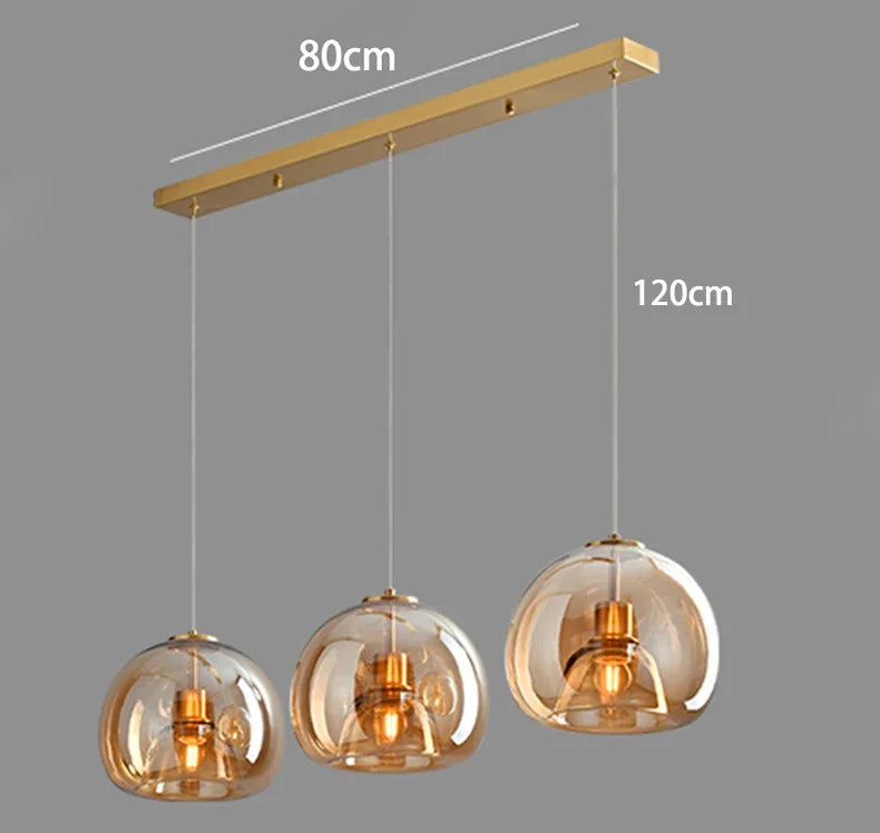 Modern Glass Ironware LED Pendant Chandelier 1 3 5 Heads 9-45W 3-Mode AC 90-240V