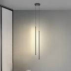 Modern Linear LED Chandelier Pendant Light 3 Head Black Brushed Aluminum Adjustable Wire Dining Room Kitchen Island