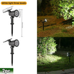 Solar LED Spotlight IP65 Waterproof 9 LED RGB 3 Lighting Modes 180 Degree Adjustable ABS Stake or Wall Mount Garden Yard Landscape