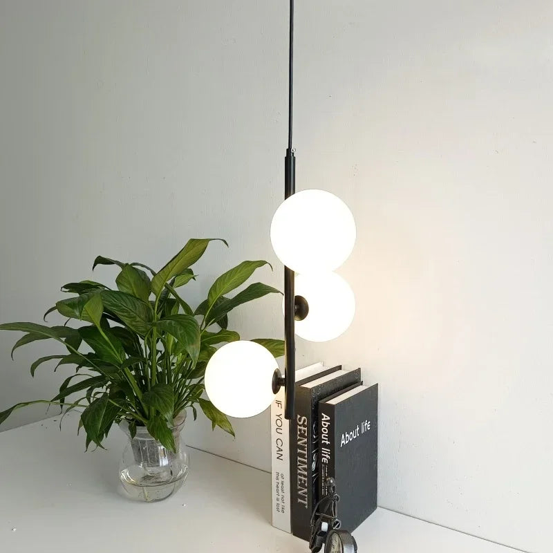 Nordic Glass Ball LED Pendant Chandelier 2 or 3 Heads G4 12cm Ball Black Gold AC 85-265V