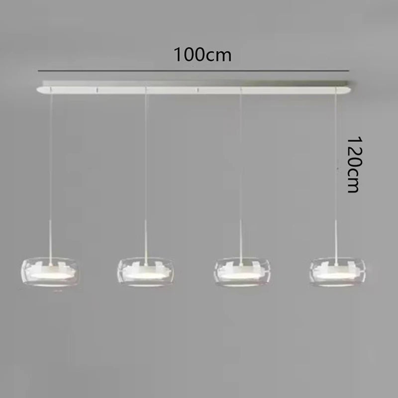 Modern Multi-Head Glass Pendant Light 1 3 4 Heads 5-60W Ironware Dimmable AC 90-265V
