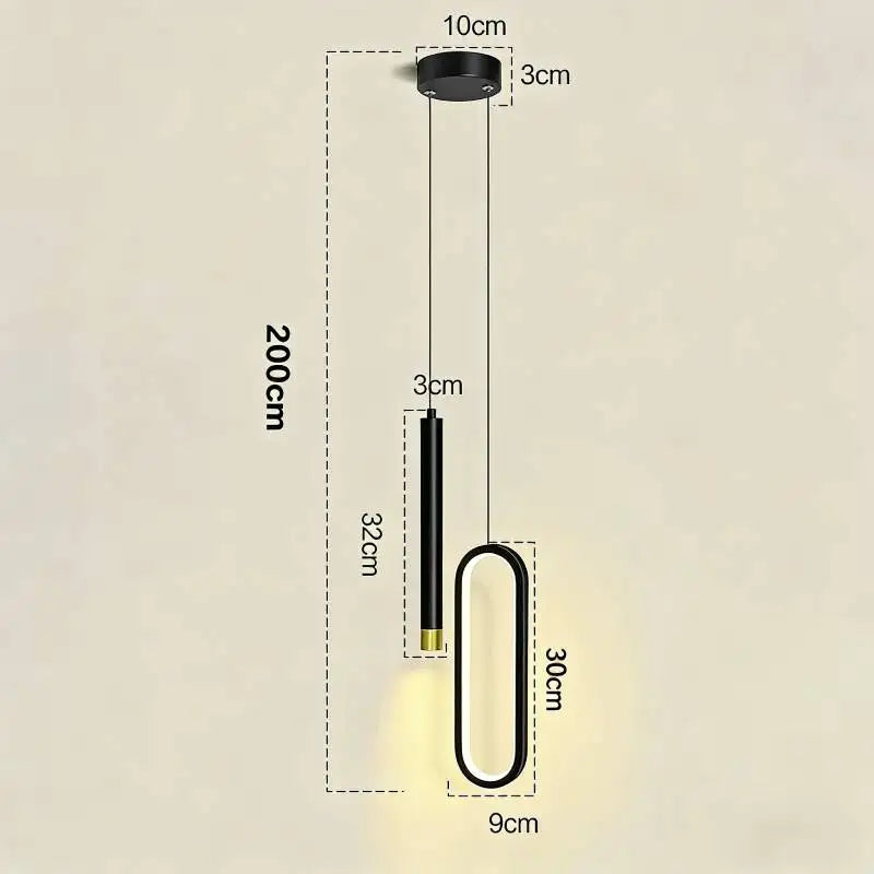 Nordic LED Pendant Light E26 E27 11W 3-Color Switchable Iron Acrylic Black Gold 90-260V