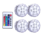 IP68 Submersible LED Pool Light 10 LED RGB 16 Colors Remote Control Battery Powered 2.4W Vase Fish Tank Pond Party 7x7x2.8cm