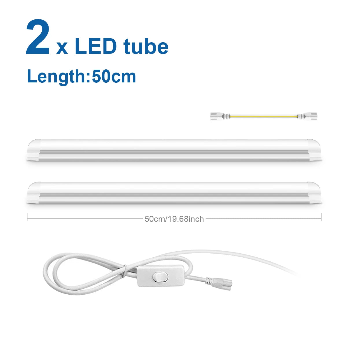 25W T8 LED Tube 50cm SMD2835 120° CRI 80+ AC 85-265V Warm Neutral Cool White Aluminum