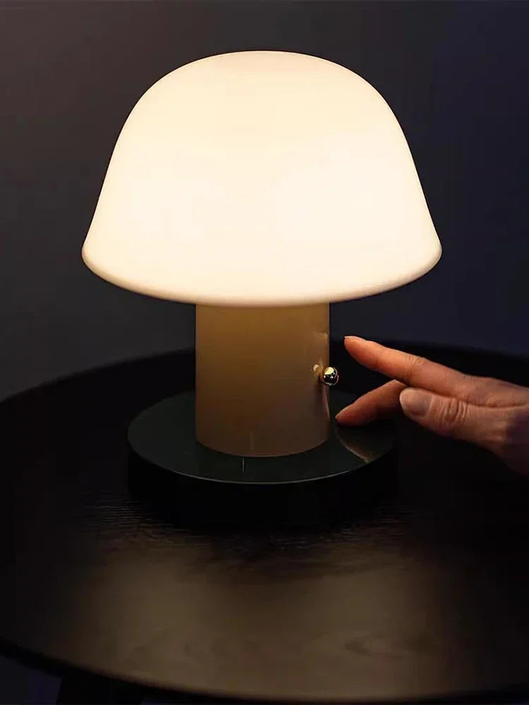Nordic Retro Mushroom Table Lamp Touch Dimmable USB Charging AC 90-260V Bedroom Bedside