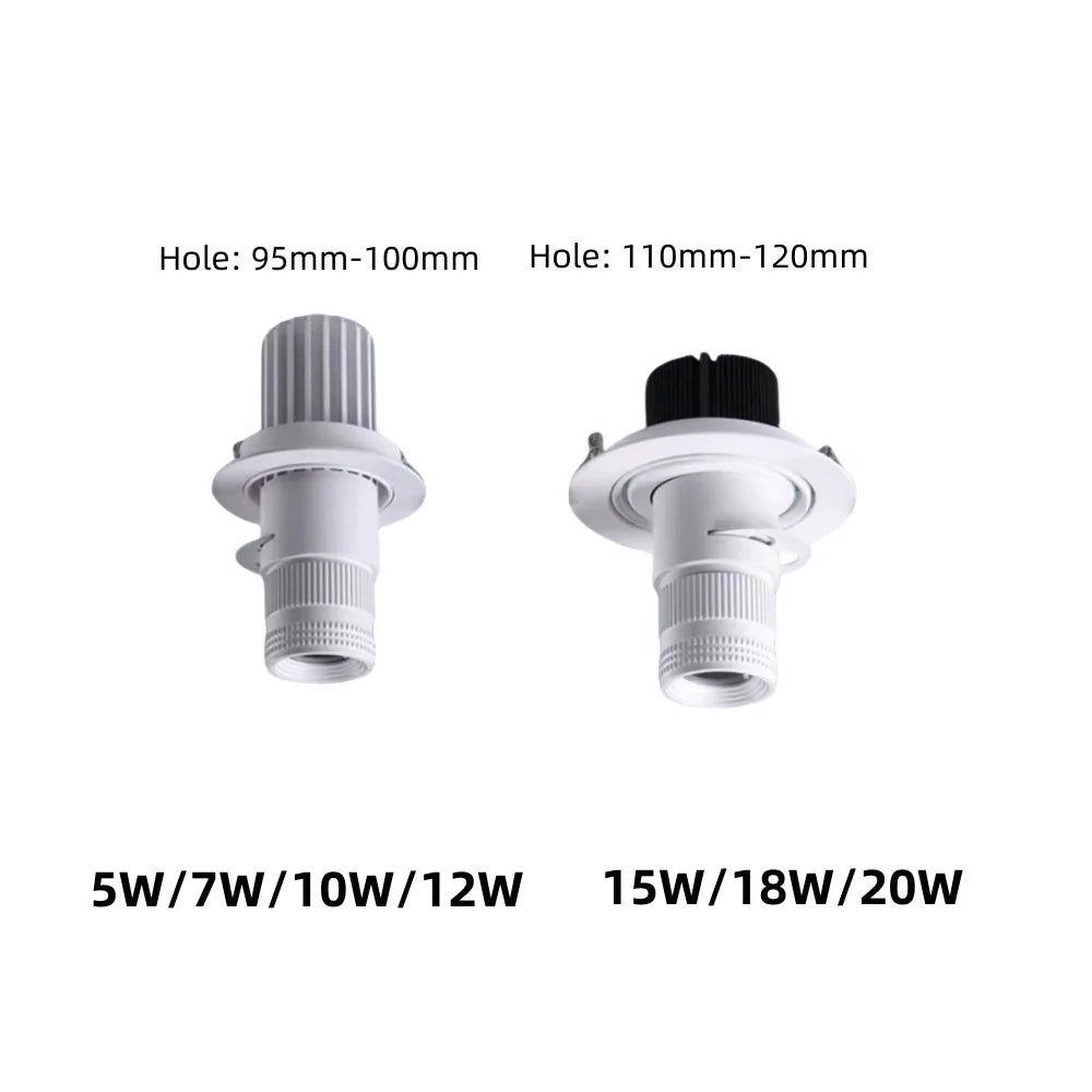 Dimmable Zoomable COB LED Surface Mount Spotlight 5W 7W 10W 12W 15W 18W 20W Frosted Aluminum 15 to 20 Degree AC 85-265V Black
