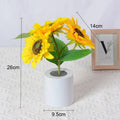 Sunflower LED Night Light USB Rechargeable 1W Warm White 2 Brightness Modes Silk Cloth Plastic Bedroom Bedside Table Lamp