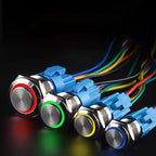 IP65 LED Illuminated Metal Push Button Switch 12mm 16mm 19mm 22mm 1-3A Momentary Latching 5 Colors