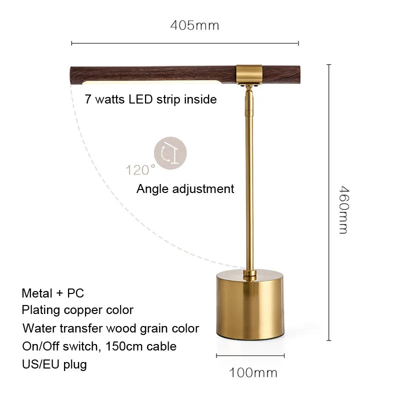 Foldable Wood Grain LED Table Lamp 40x45cm 7W Built-In Strip AC 90-260V US EU UK Plug