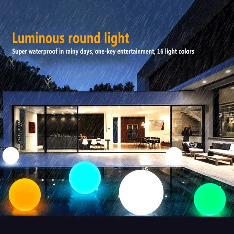 Solar LED Floating Ball Light 16 Color Remote Control IP65 8cm Vinyl Pool Garden Outdoor Night Light