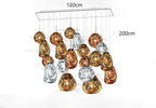 Modern Glass Iron Pendant Chandelier 3-21 Heads Round Linear Black Silver Gold AC 90-265V