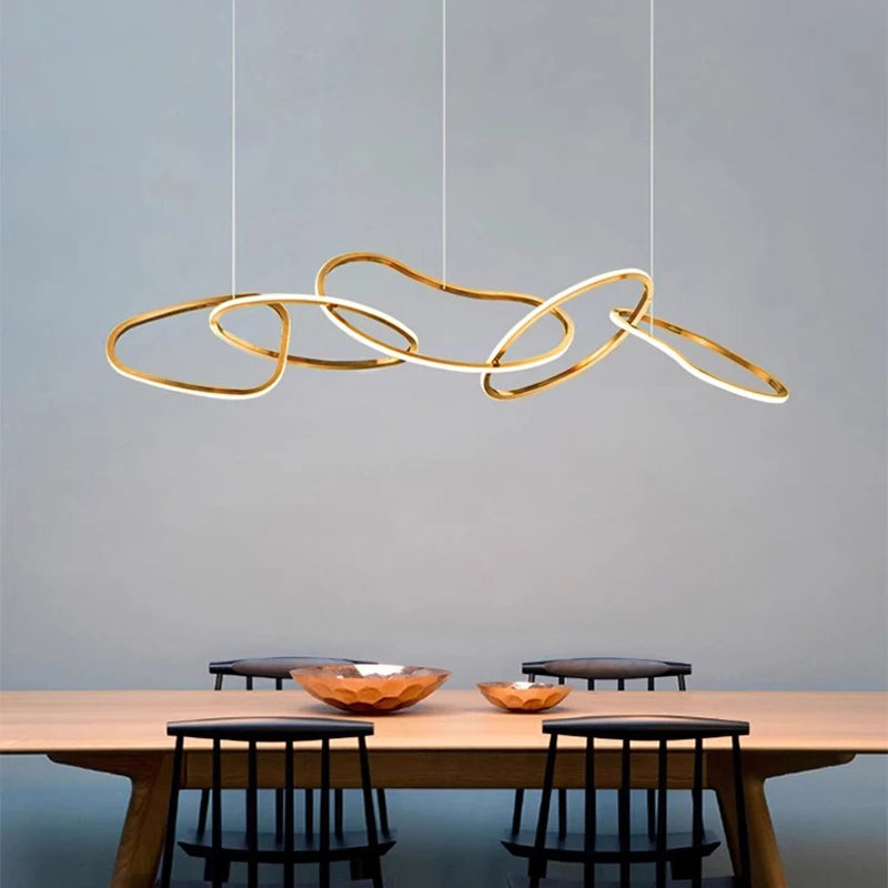 Modern LED Pendant Light 3-6 Heads 40-100W 3-CCT Dimmable RF Remote AC 90-260V Black Gold