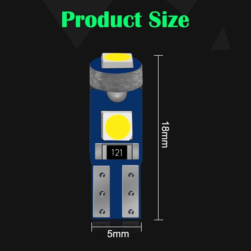 T5 W3W W1.2W LED Dashboard Bulb 3-SMD3030 1W Canbus DC 12V 7 Colors 2-10 Pack
