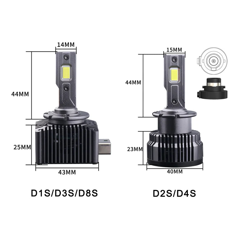 D1S D2S D3S D4S D5S D8S LED Headlight 30000lm 70W 30-CSP IP68 Canbus DC 12-24V 2-Pack