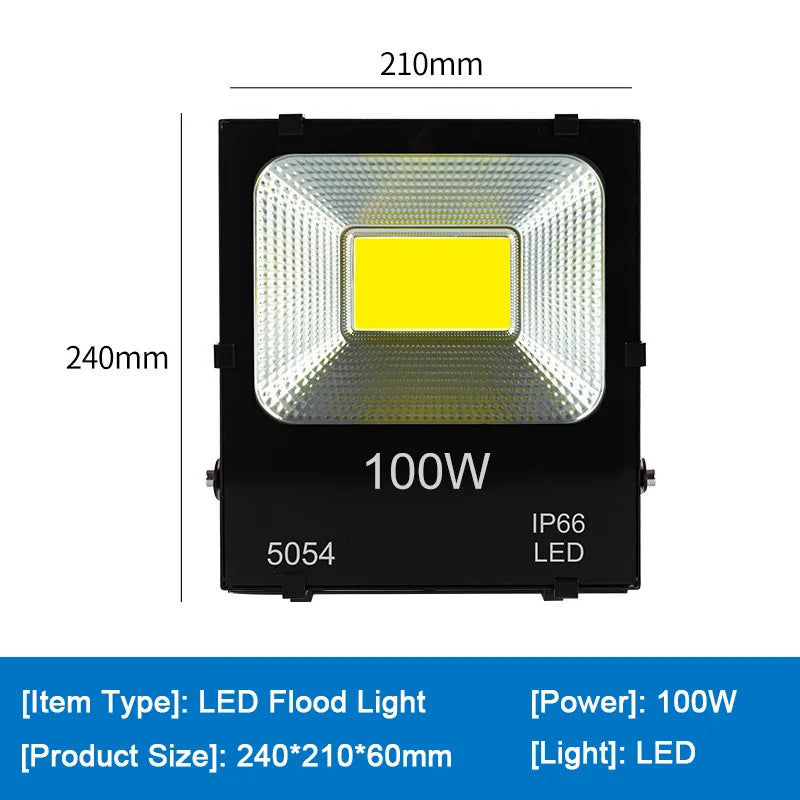 LED Flood Light 10W 20W 30W 50W 70W 100W 200W IP66 180° Cool White AC 110-240V Aluminum