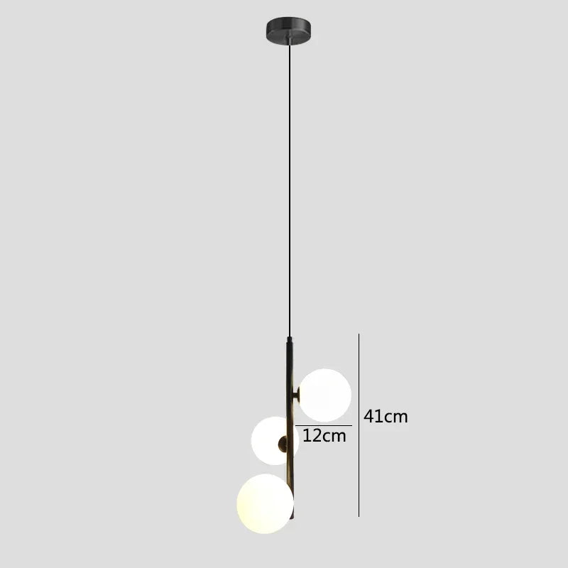 Nordic Glass Ball LED Pendant Chandelier 2 or 3 Heads G4 12cm Ball Black Gold AC 85-265V