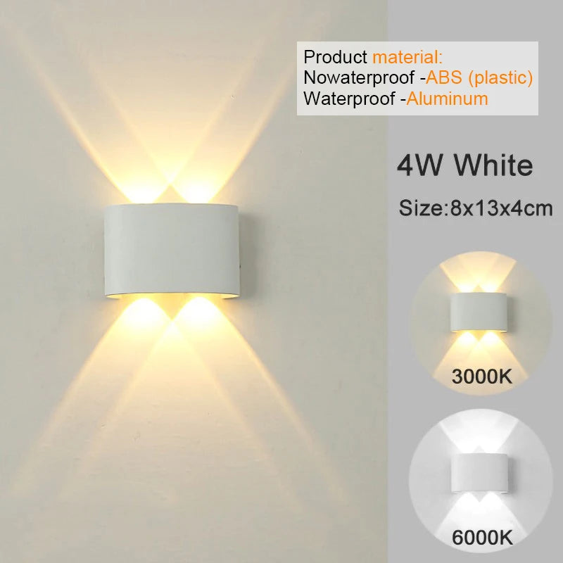 Modern LED Wall Sconce Up Down 6 Sizes Black White 3000K 6500K Waterproof AC 85-265V