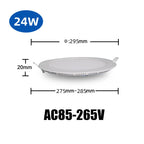 Ultra-Thin Round LED Panel Downlight 3W 6W 9W 12W 15W 18W 24W SMD2835 180° AC 90-265V